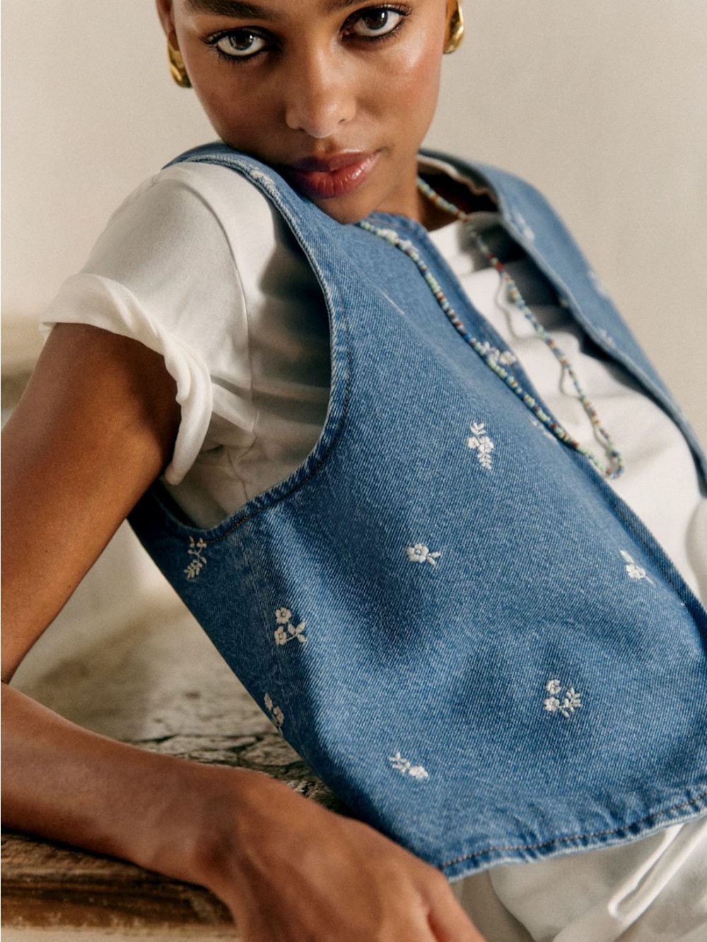 Sézane Abbyna Jacket Vest Denim NWT - Picture 2 of 7